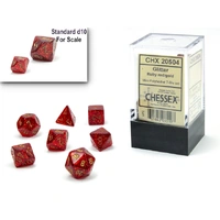 Chessex D7-Die Set Glitter Mini-Polyhedral Ruby Red/gold