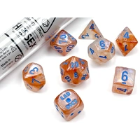 Chessex D7-Die Set Borealis Polyhedral Rose Gold/light blue Luminary 7-Die Set (with bonus die)