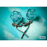 CHX 54202 Hook Earrings Translucent Teal Mini-Poly d20 Pair