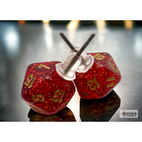 CHX 54508 Stud Earrings Glitter Ruby Mini-Poly d20 Pair