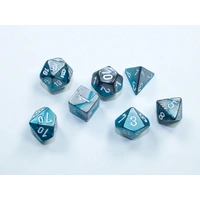 Chessex D7-Die Set Gemini Mini-Polyhedral Steel-Teal/white