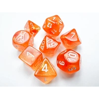 Chessex D7-Die Set Borealis Polyhedral Blood Orange/white Luminary 7-Die Set (with bonus die)