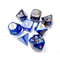 Chessex D7-Die Set Lustrous Polyhedral Azurite/gold 7-Die Set (with bonus die)