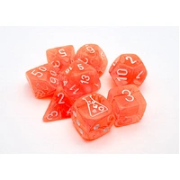 Chessex D7-Die Set Translucent Polyhedral Neon Orange/white 7-Die Set