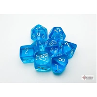 Chessex D7-Die Set Translucent Polyhedral Tropical Blue/white 7-Die Set