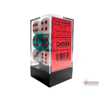 Chessex D6 Limited Edition Gemini 16mm d6 Teal-White/red Dice Block