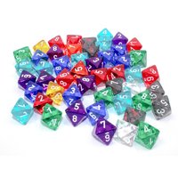 CHX 29608 Bag of 50 Assorted Loose Translucent Polyhedral d8 Dice