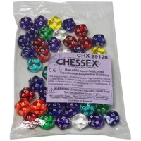 BULK D20 Dice Assorted Loose Translucent Polyhedral (50 Dice in Bag)