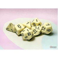 D7-Die Set Opaque Polyhedral Pastel Yellow/black