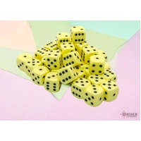 D6 Dice Opaque 12mm Pastel Yellow/black Dice Block (36 dice)