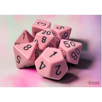 D7-Die Set Opaque Polyhedral Pastel Pink/black