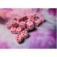 D6 Dice Opaque 12mm Pastel Pink/black Dice Block (36 dice)