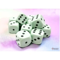 D6 Dice Opaque 16mm Pastel Green/black Dice Block (12 dice)