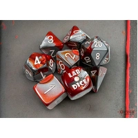 Chessex D7-Die Set Gemini Polyhedral Red-Steel/white 7-Die Set (with bonus die)