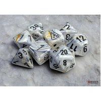 Chessex D7-Die Set Marble Polyhedral Calcite/black 7-Die Set (with bonus die)