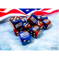 D6 Dice United States War Dice Gemini Blue-Red/white 16mm d6 Dice Block (12 dice)