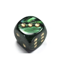 Chessex D6 DiceScarab 30mm w/pips Jade/gold d6