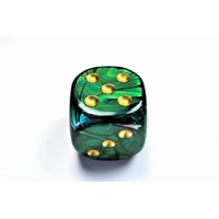 Chessex D6 DiceScarab 50mm w/pips Jade/gold d6