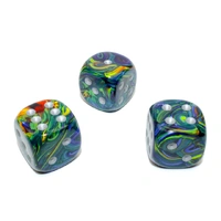 Chessex D6 Dice Festive 20mm w/pips Green/silver d6