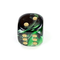 Chessex D6 Dice Gemini 20mm w/pips Black-Green/gold d6