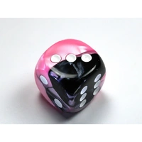 Chessex D6 DiceGemini 30mm w/pips Black-Pink/white d6