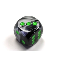 Chessex D6 DiceGemini 30mm w/pips Black-Grey/green d6