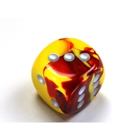 Chessex D6 DiceGemini 30mm w/pips Red-Yellow/silver d6