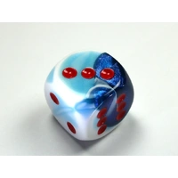 Chessex D6 DiceGemini 30mm w/pips Astral Blue-White/red d6