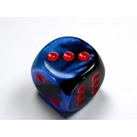 Chessex D6 DiceGemini 30mm w/pips Black-Starlight/red d6