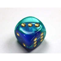 Chessex D6 DiceGemini 30mm w/pips Blue-Teal/gold d6