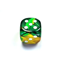 Chessex D6 DiceGemini 50mm w/pips Gold-Green/white d6