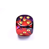 Chessex D6 DiceGemini 50mm w/pips Purple-Red/gold d6