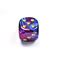 Chessex D6 DiceGemini 50mm w/pips Blue-Purple/gold d6