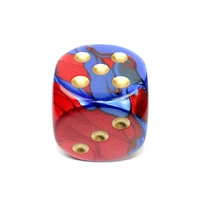 Chessex D6 DiceGemini 50mm w/pips Blue-Red/gold d6