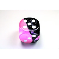 Chessex D6 DiceGemini 50mm w/pips Black-Pink/white d6