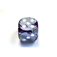 Chessex D6 DiceGemini 50mm w/pips Purple-Steel/white d6