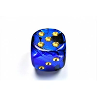 Chessex D6 DiceGemini 50mm w/pips Black-Blue/gold d6