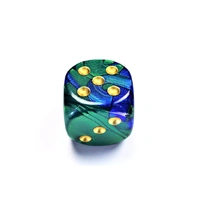 Chessex D6 DiceGemini 50mm w/pips Blue-Green/gold d6