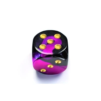 Chessex D6 DiceGemini 50mm w/pips Black-Purple/gold d6