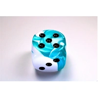 Chessex D6 DiceGemini 50mm w/pips Teal-White/black d6