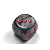 Chessex D6 DiceVelvet 30mm w/pips Black/red d6