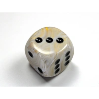 Chessex D6 DiceMarble 30mm w/pips Ivory/black d6