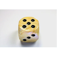 Chessex D6 DiceMarble 50mm w/pips Ivory/black d6