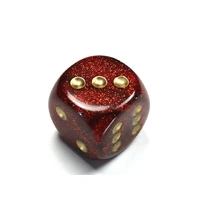 Chessex D6 DiceGlitter 30mm w/pips Ruby/gold d6