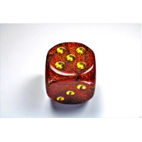 Chessex D6 DiceGlitter 50mm w/pips Ruby/gold d6