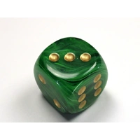 Chessex D6 DiceVortex 30mm w/pips Green/gold d6