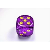 Chessex D6 DiceVortex 50mm w/pips Purple/gold d6