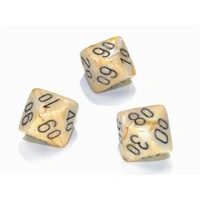 Chessex Tens 10 Dice Marble Polyhedral Ivory/black Tens 10