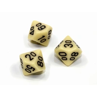 Chessex Tens 10 Dice Opaque Polyhedral Ivory/black Tens 10