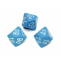 Chessex Tens 10 Dice Opaque Polyhedral Light Blue/white Tens 10